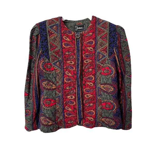 Vintage Jolibel Paisley Quilted Button Front Cardigan